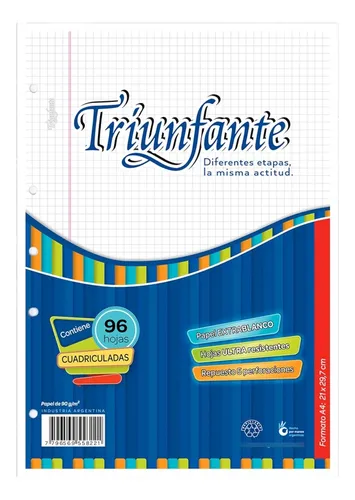 REPUESTO TRIUNFANTE 96 HOJAS 90 GRAMOS, RAYADAS/CUADRICULADAS