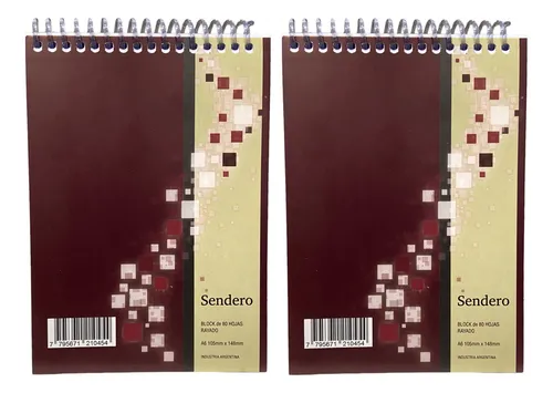 BLOCK SENDERO 80 HOJAS CON ESPIRAL, A5 RAYADOS/CUADRICULADO