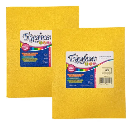 CUADERNO TRIUNFANTE TAPA DURA 48 HOJAS ESCOLAR VARIOS COLORES