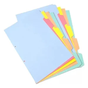 SEPARADOR DE CARPETA X5 COLORES SURTIDOS CON INDICE, A4 O OFICIO, NEPACO