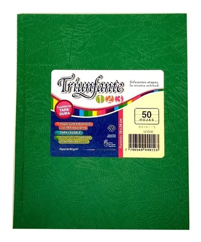 CUADERNO TRIUNFANTE TAPA DURA 50 HOJAS A3, VARIOS COLORES