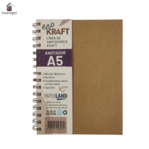 CUADERNO PAPERLAND ECO KRAFT A5, RAYADO/CUADRICULADO/LISO