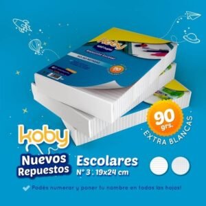 REPUESTO KOBY 480 HOJAS 90 GRAMOS, RAYADAS/CUADRICULADAS