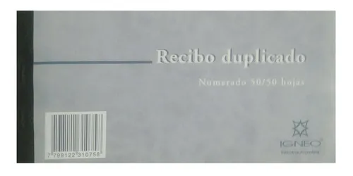 RECIBO DUPLICADO CON CARBONICO 50 HOJAS IGNEO