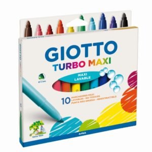 MARCADORES DE COLORES GIOTTO TURBO MAXI, X10 COLORES (FELPAS)